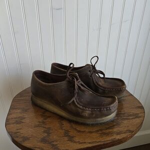 Clarks Original Wallaby Brown Leather Moccasin-Style Lace-Up Loafers